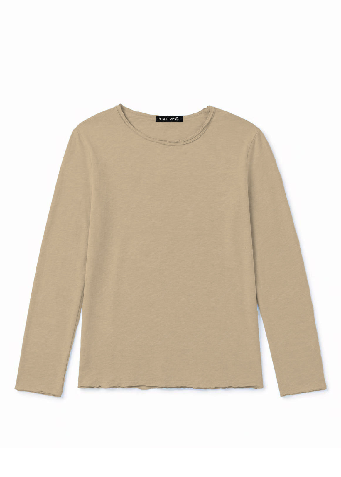 Maglia Uomo 100 Cotone Made in Italy Manica Lunga Casual S 3XL Beige