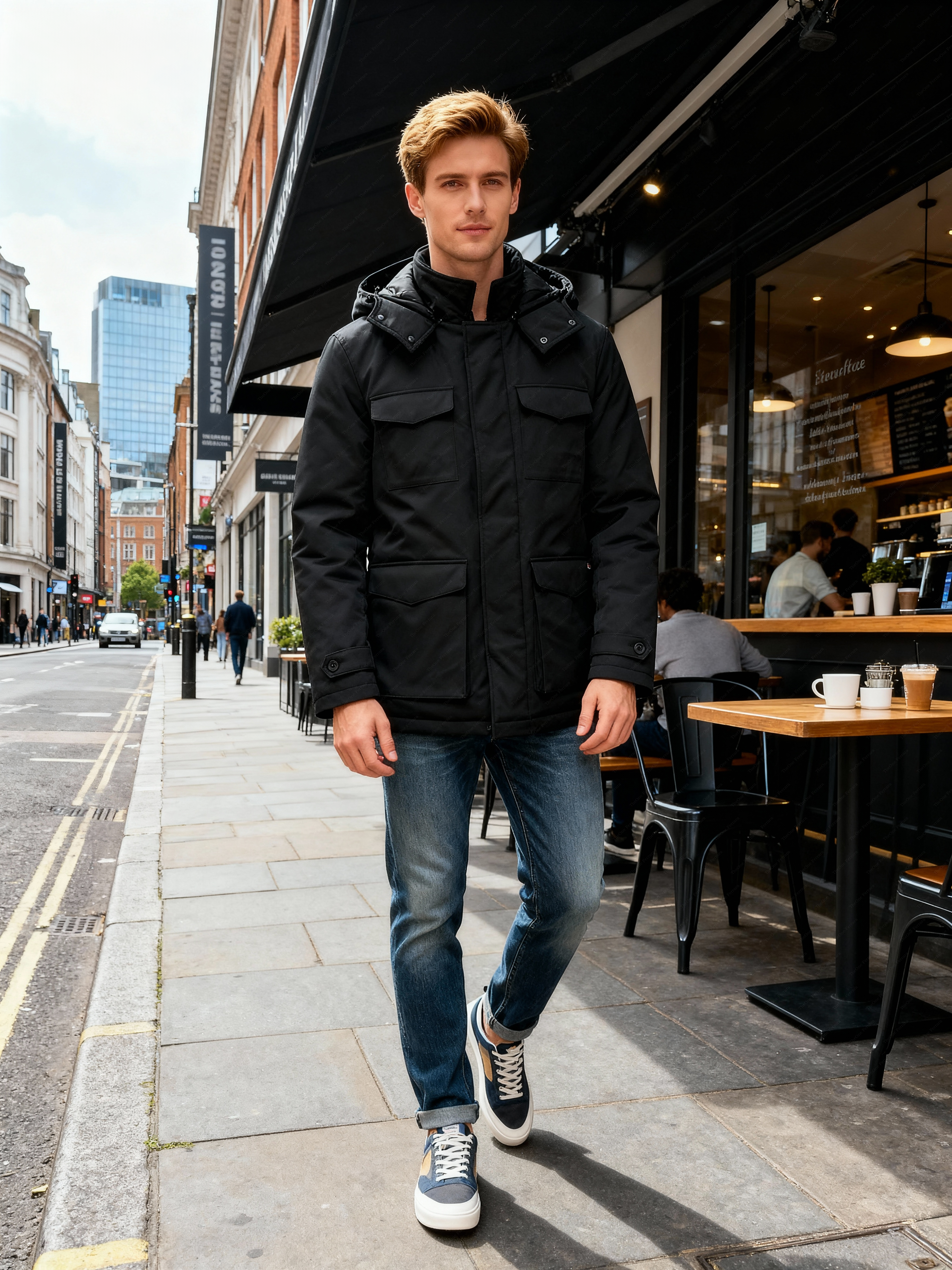 Parka Uomo Imbottito Invernale – Giacca Tecnica Impermeabile e Antivento cb/090 Nero