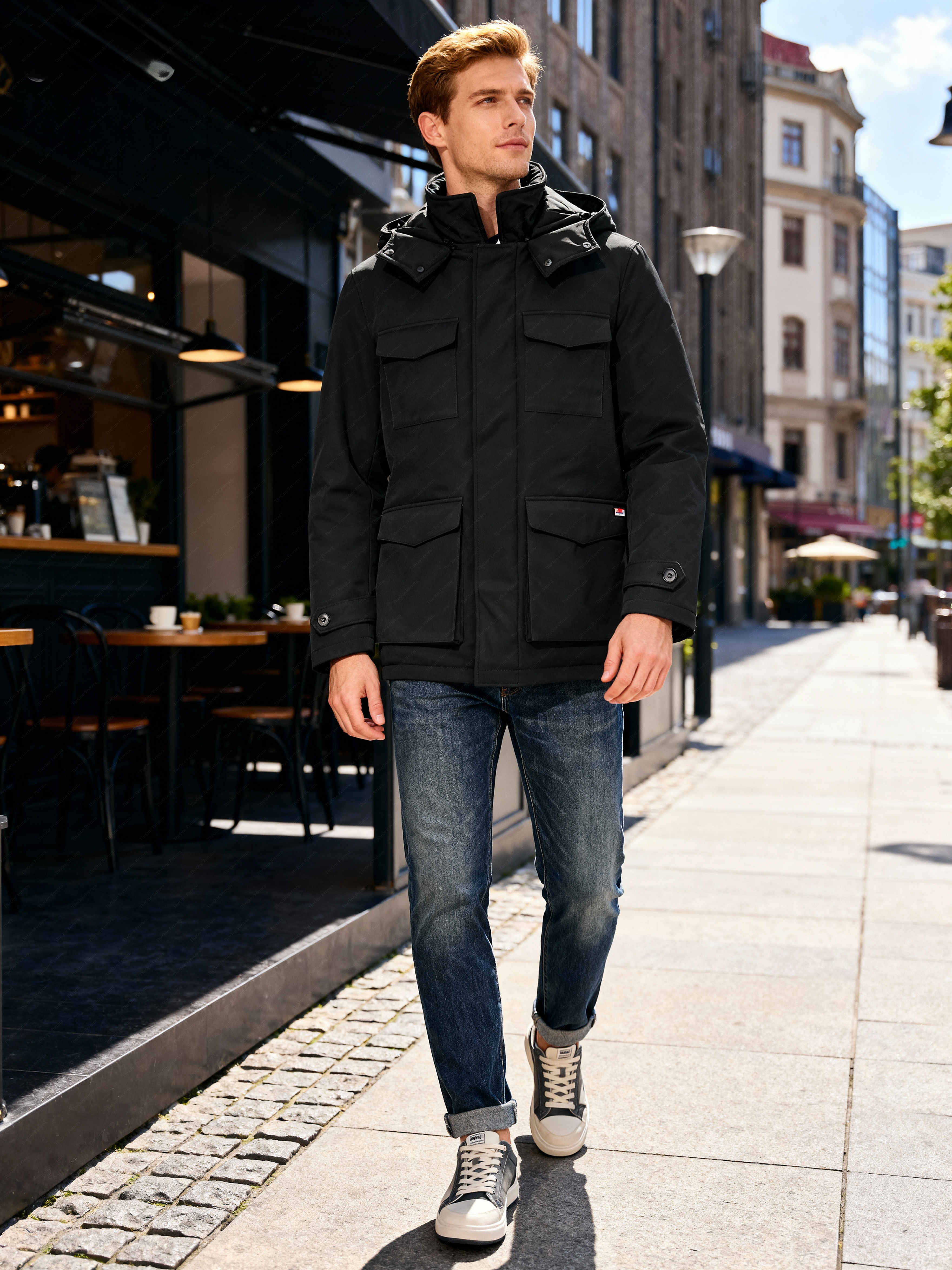 Parka Uomo Imbottito Invernale – Giacca Tecnica Impermeabile e Antivento cb/090 Nero