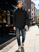 Parka Uomo Imbottito Invernale – Giacca Tecnica Impermeabile e Antivento cb/090 Nero