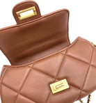 Borsa in Vera Pelle Firenze – Mini Borsa a Tracolla Trapuntata Donna 22×12×8 con Manico e Catena Dorata-2505.412