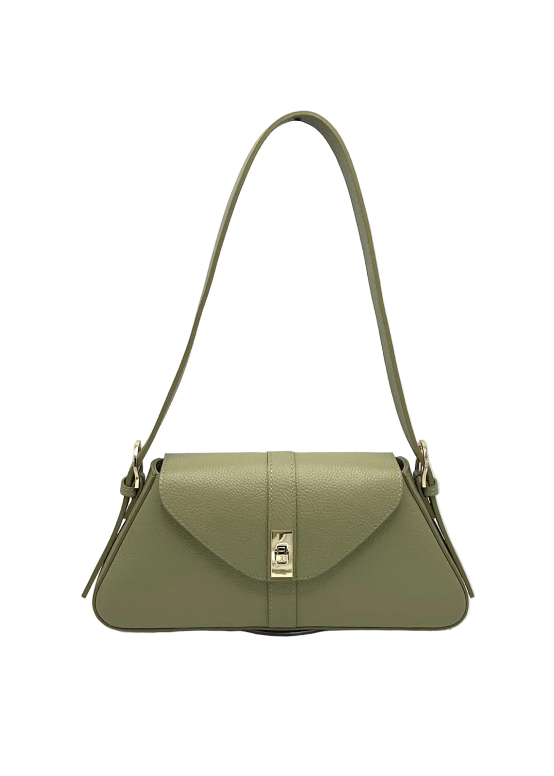 Borsa a Tracolla da Donna in Vera Pelle, Formato Lungo, Made in Italy – art. 112749 Verde.Bottiglia