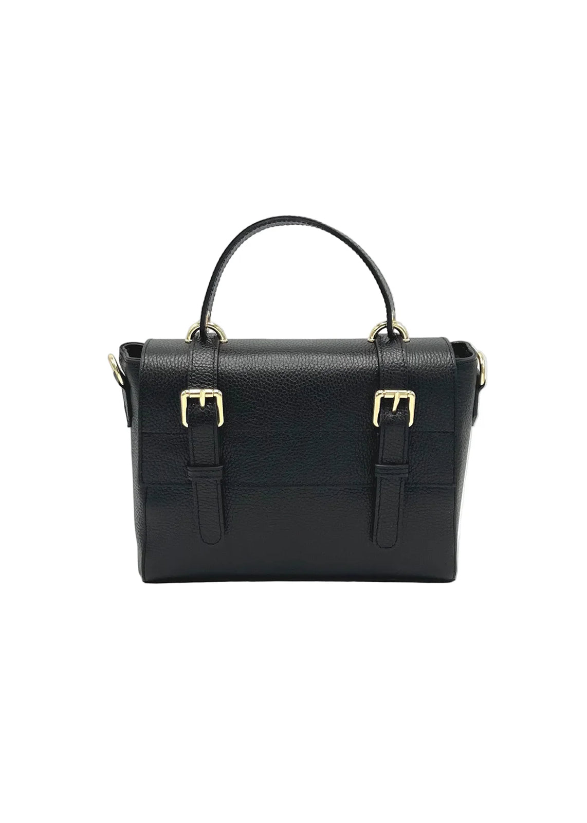 Borsa a Mano Classica da Donna in Vera Pelle, Tracolla Removibile, Made in Italy – art. 112730 Nero