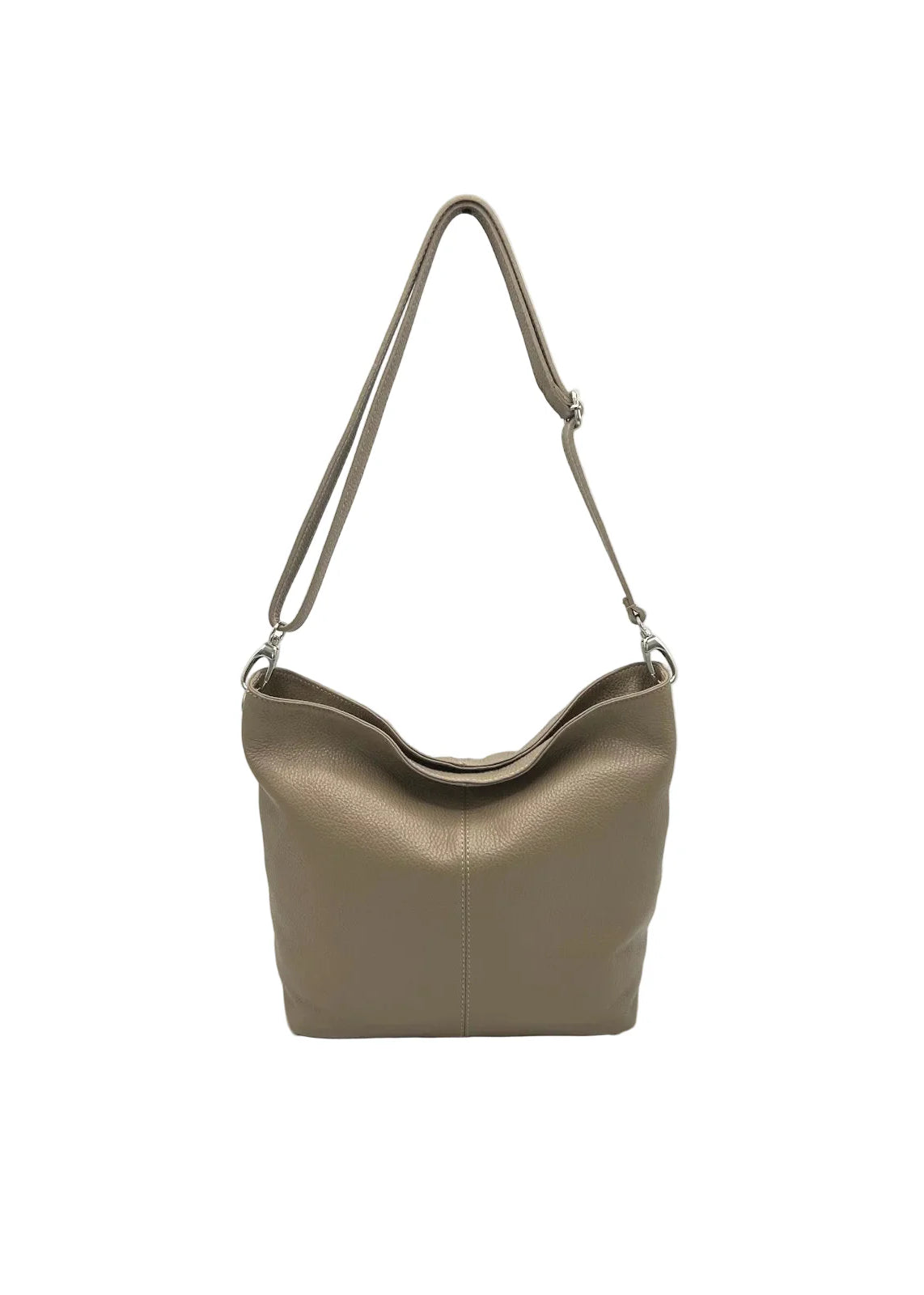 Borsa a Tracolla da Donna in Vera Pelle, Formato Verticale, Tracolla Removibile, Made in Italy – art. 112453 Kakhi