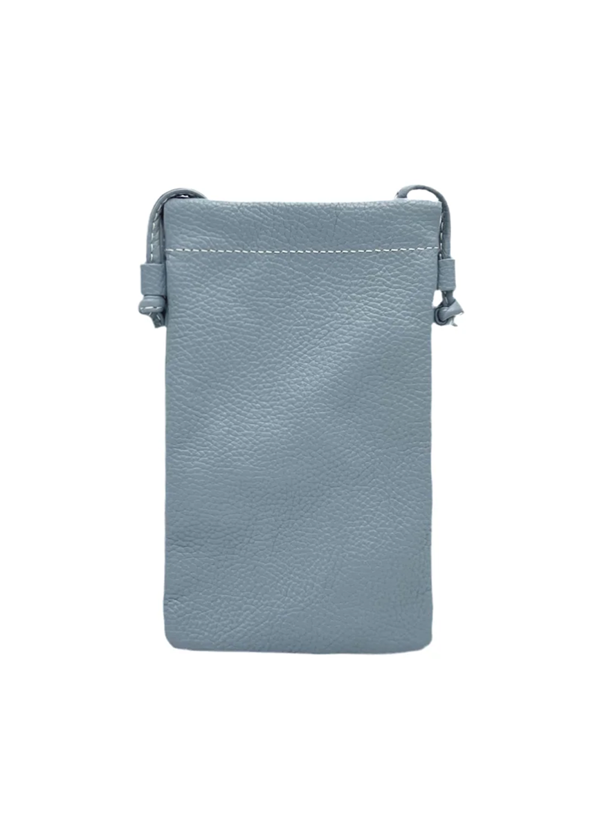 Borsa a tracolla porta cellulare in vera pelle, Made in Italy, art. 112628 Azzuro