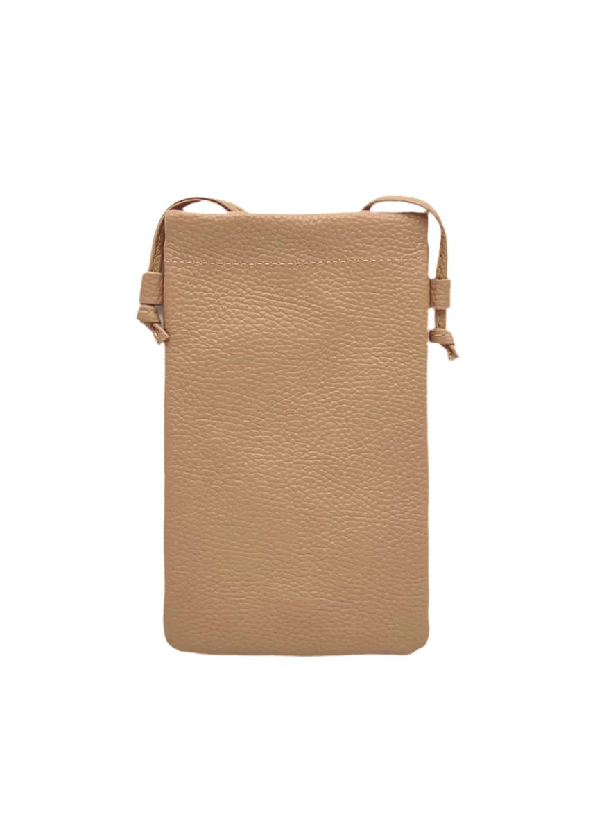 Borsa a tracolla porta cellulare in vera pelle, Made in Italy, art. 112628 Marrone - 378