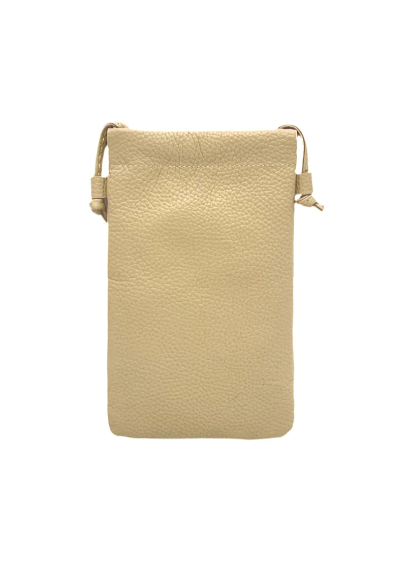 Borsa a tracolla porta cellulare in vera pelle, Made in Italy, art. 112628 Kakhi