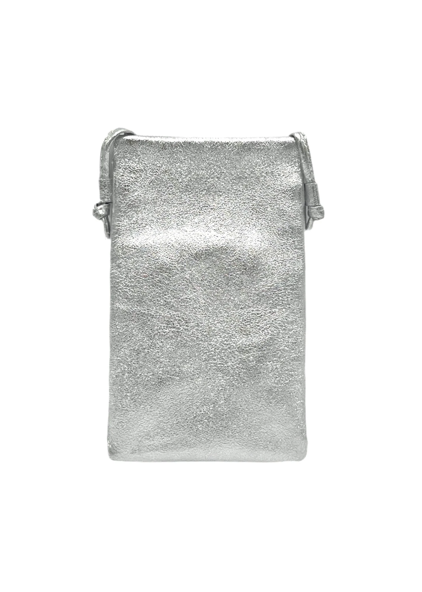 Borsa a tracolla porta cellulare in vera pelle, Made in Italy, art. 112628 Ghiaccio