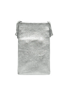 Borsa a tracolla porta cellulare in vera pelle, Made in Italy, art. 112628 Ghiaccio