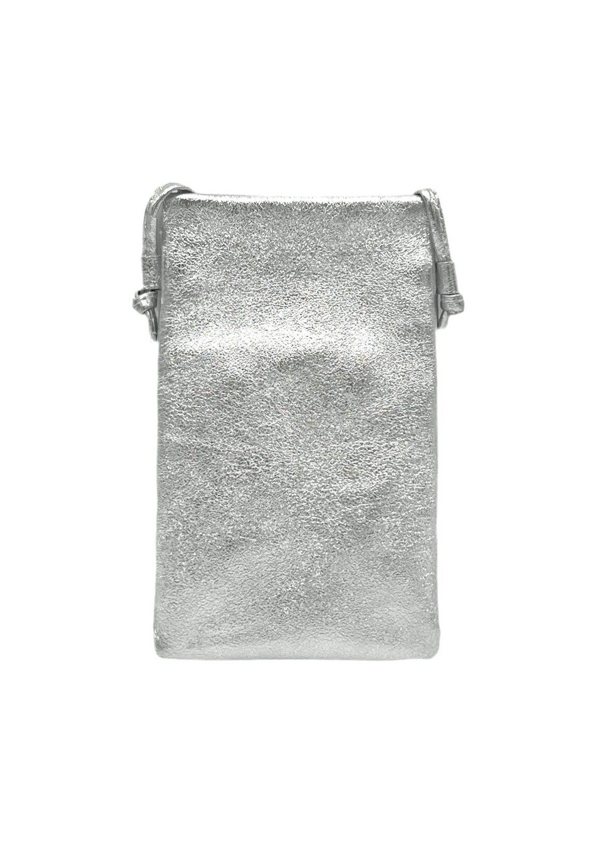 Borsa a tracolla porta cellulare in vera pelle, Made in Italy, art. 112628 Ghiaccio
