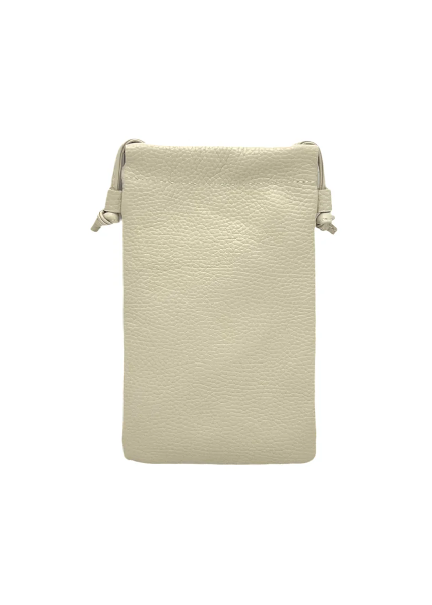 Borsa a tracolla porta cellulare in vera pelle, Made in Italy, art. 112628 Beige