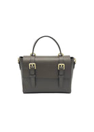 Borsa a Mano Classica da Donna in Vera Pelle, Tracolla Removibile, Made in Italy – art. 112730 Marrone scuro