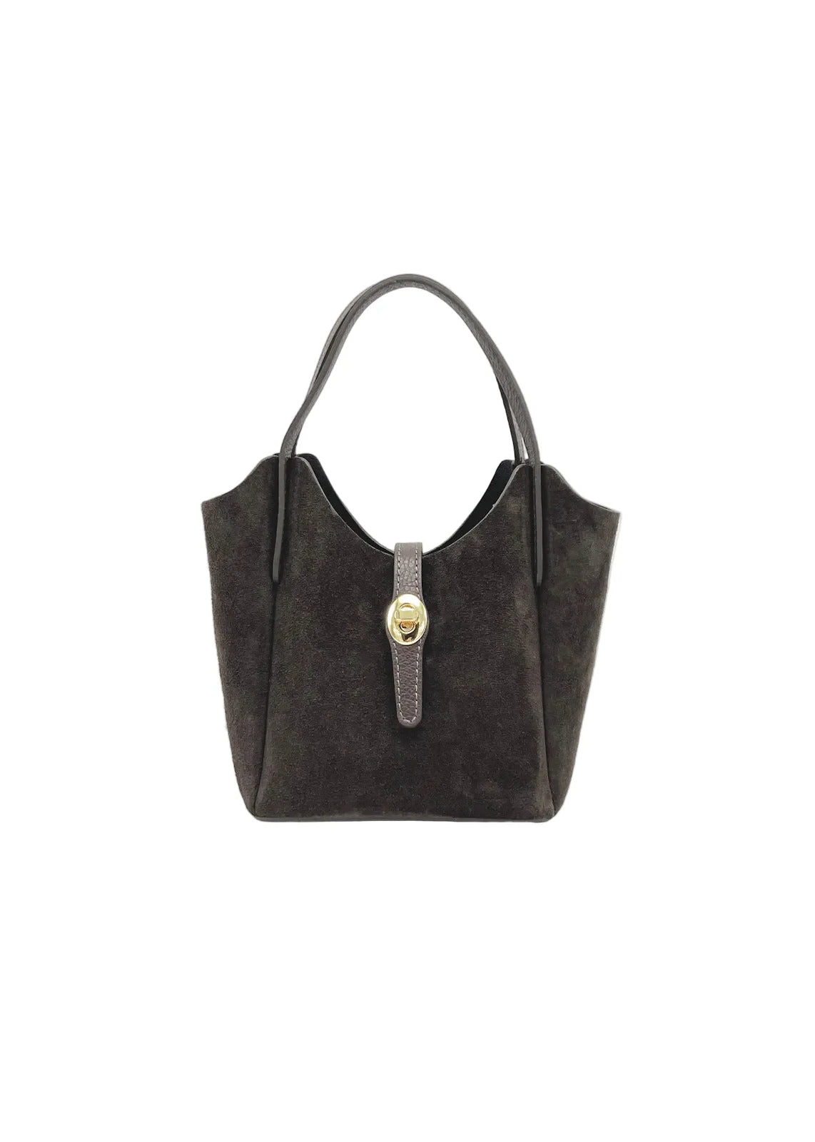 Borsa a Tracolla da Donna in Vera Pelle e Camoscio, Tracolla Removibile, Made in Italy – art. 112750 Marrone scuro