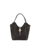 Borsa a Tracolla da Donna in Vera Pelle e Camoscio, Tracolla Removibile, Made in Italy – art. 112750 Marrone scuro