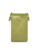 Borsa a tracolla porta cellulare in vera pelle, Made in Italy, art. 112628 Verde.Bottiglia