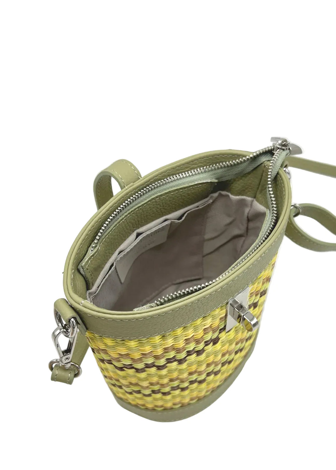 Borsa a Tracolla Estiva in Vera Pelle e Rafia, 2 Tracolle Removibili, Made in Italy – art. 112728
