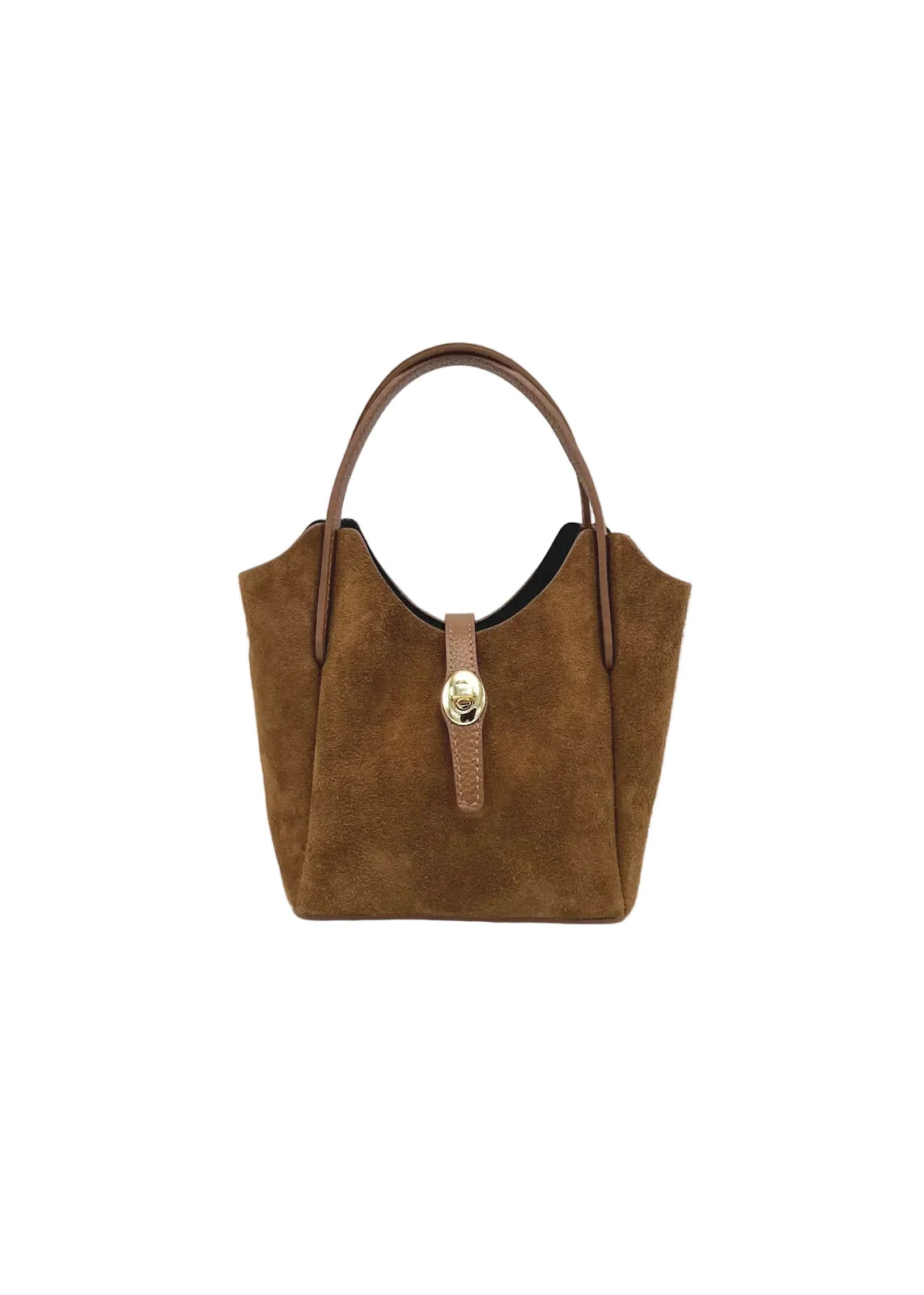Borsa a Tracolla da Donna in Vera Pelle e Camoscio, Tracolla Removibile, Made in Italy – art. 112750 Marrone