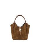 Borsa a Tracolla da Donna in Vera Pelle e Camoscio, Tracolla Removibile, Made in Italy – art. 112750 Marrone
