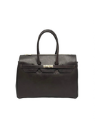 Borsa da donna in vera pelle, Made in Italy, art. 112737 Marrone scuro