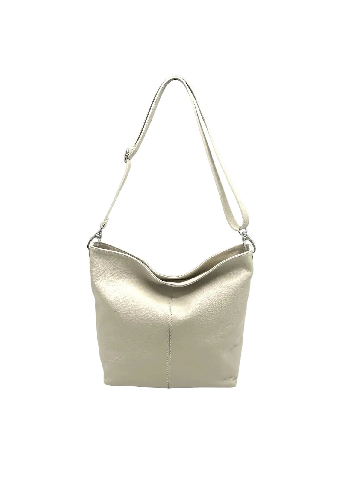 Borsa a Tracolla da Donna in Vera Pelle, Formato Verticale, Tracolla Removibile, Made in Italy – art. 112453 Beige