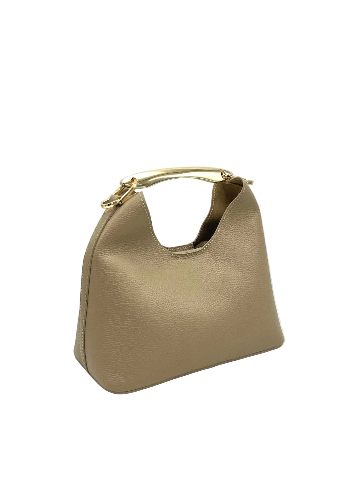 Borsa a Mano da Donna in Vera Pelle, Taglia Media, Tracolla Removibile, Made in Italy – art. 112732 Kakhi