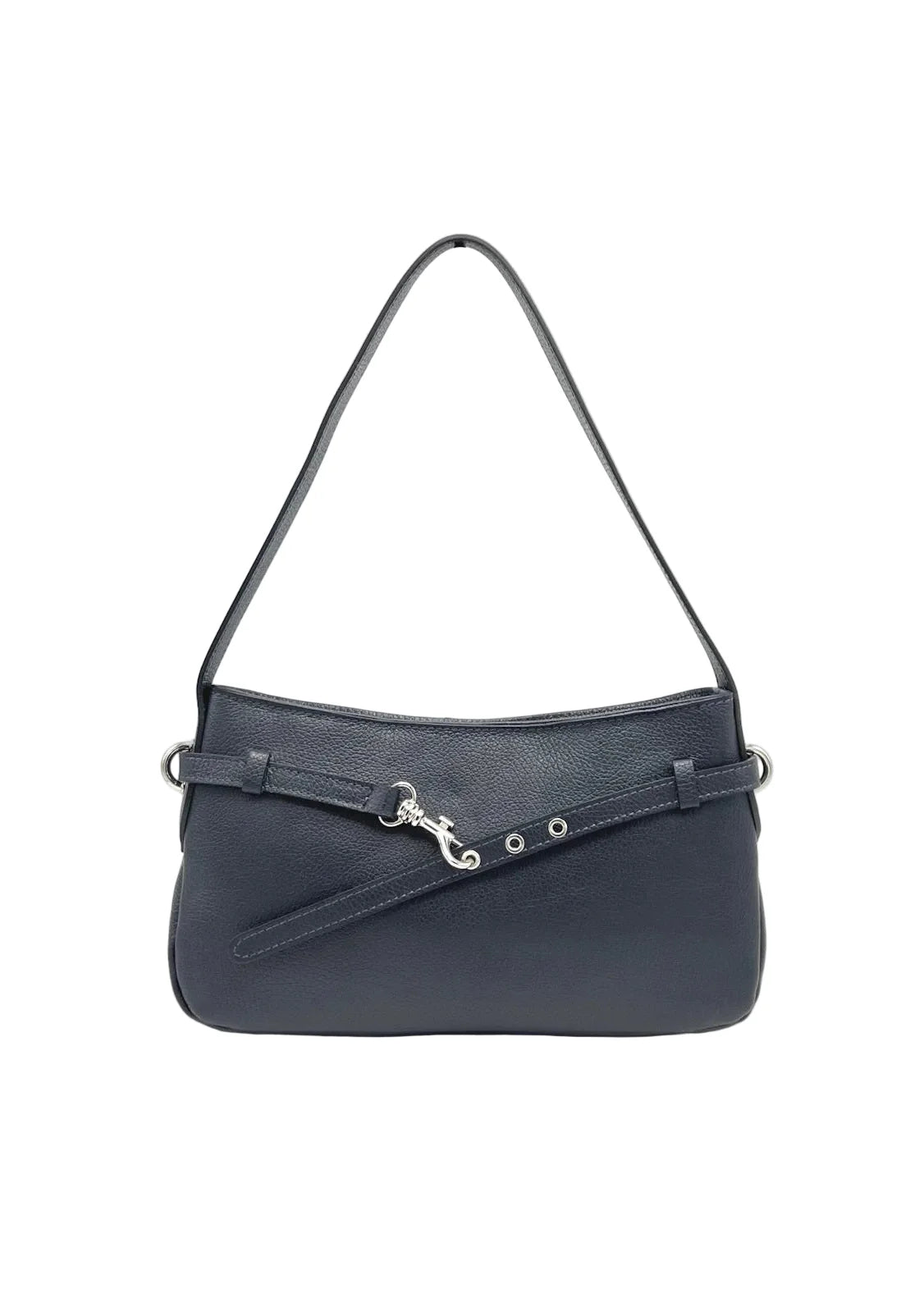 Borsa a Tracolla da Donna in Vera Pelle, Slim Design, Made in Italy – art. 112748 Blue notte