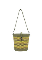 Borsa a Tracolla Estiva in Vera Pelle e Rafia, 2 Tracolle Removibili, Made in Italy – art. 112728 Verde