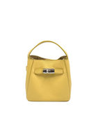 Mini borsa a tracolla da donna in vera pelle, Made in Italy, art. 112726 Giallo