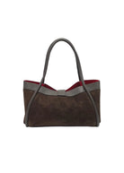 Borsa a Mano in Vera Pelle e Camoscio, Tracolla Removibile, Made in Italy – art. 112752