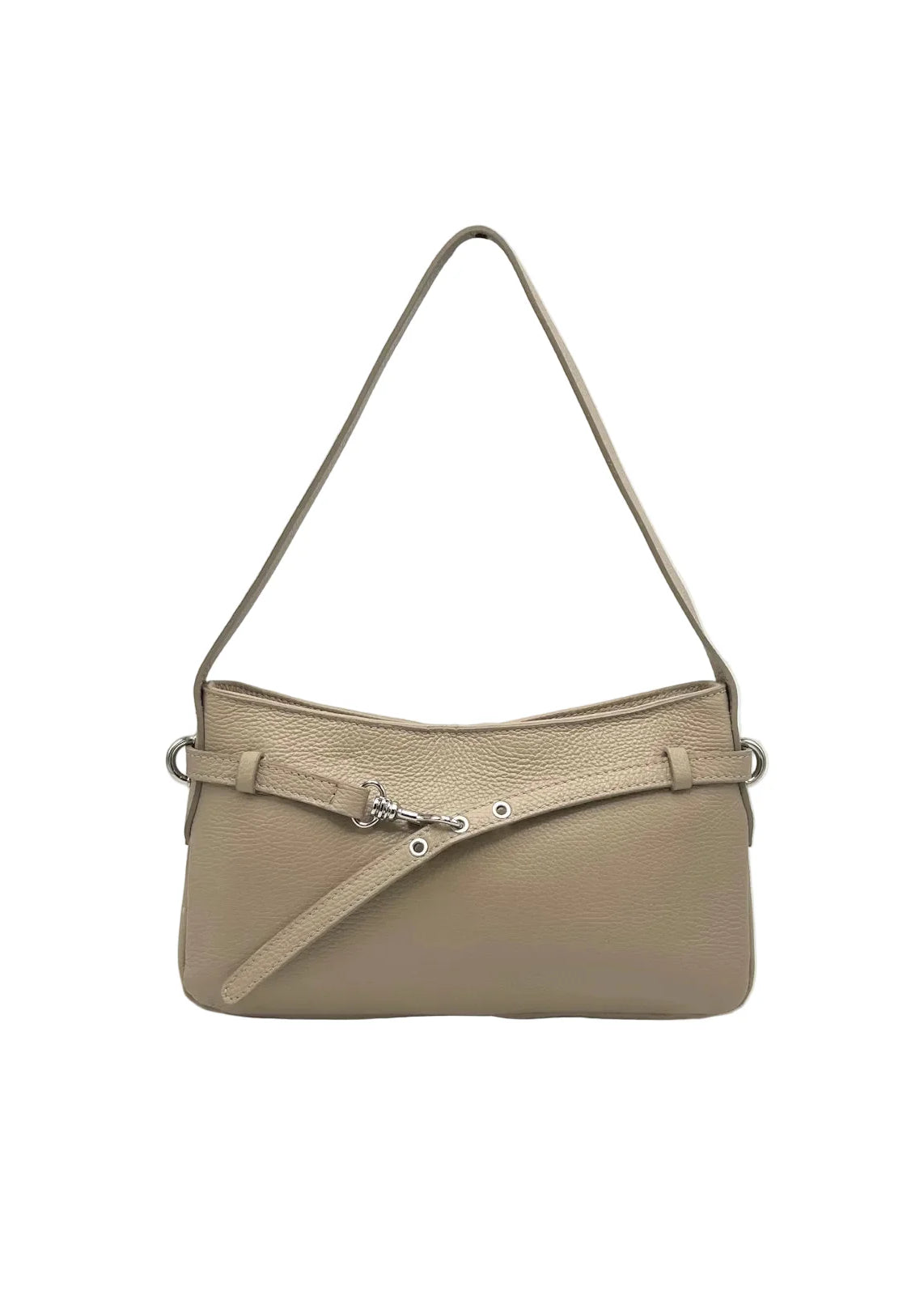 Borsa a Tracolla da Donna in Vera Pelle, Slim Design, Made in Italy – art. 112748 Kakhi