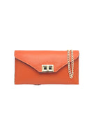 Pochette Convertibile in Vera Pelle con Catena Removibile, Made in Italy – art. 112734 Arancione
