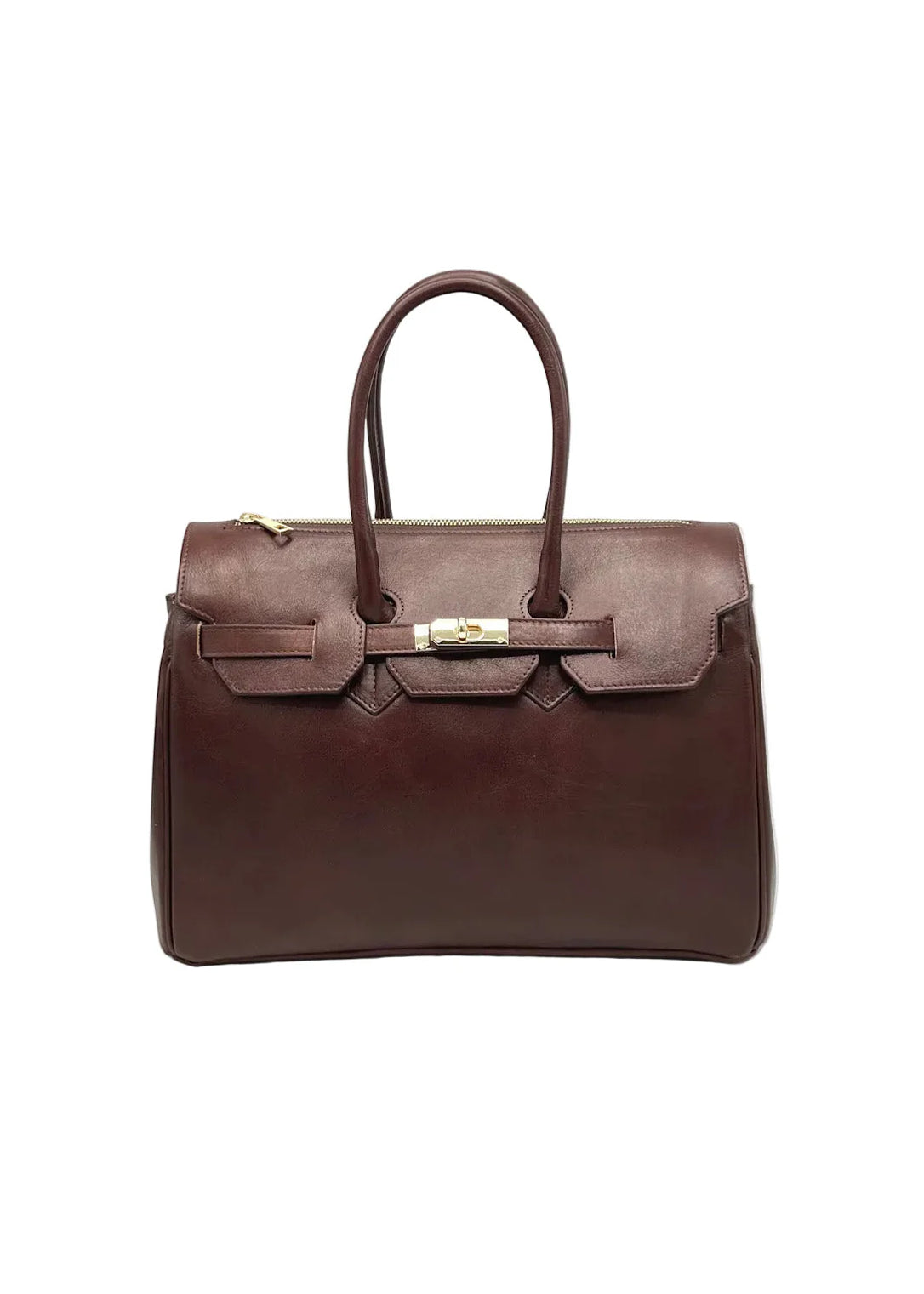 Borsa da donna in vera pelle, Made in Italy, art. 112737 Rosso scuro