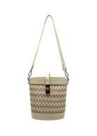 Borsa a Tracolla Estiva in Vera Pelle e Rafia, 2 Tracolle Removibili, Made in Italy – art. 112728 Beige