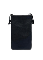 Borsa a tracolla porta cellulare in vera pelle, Made in Italy, art. 112628 Nero