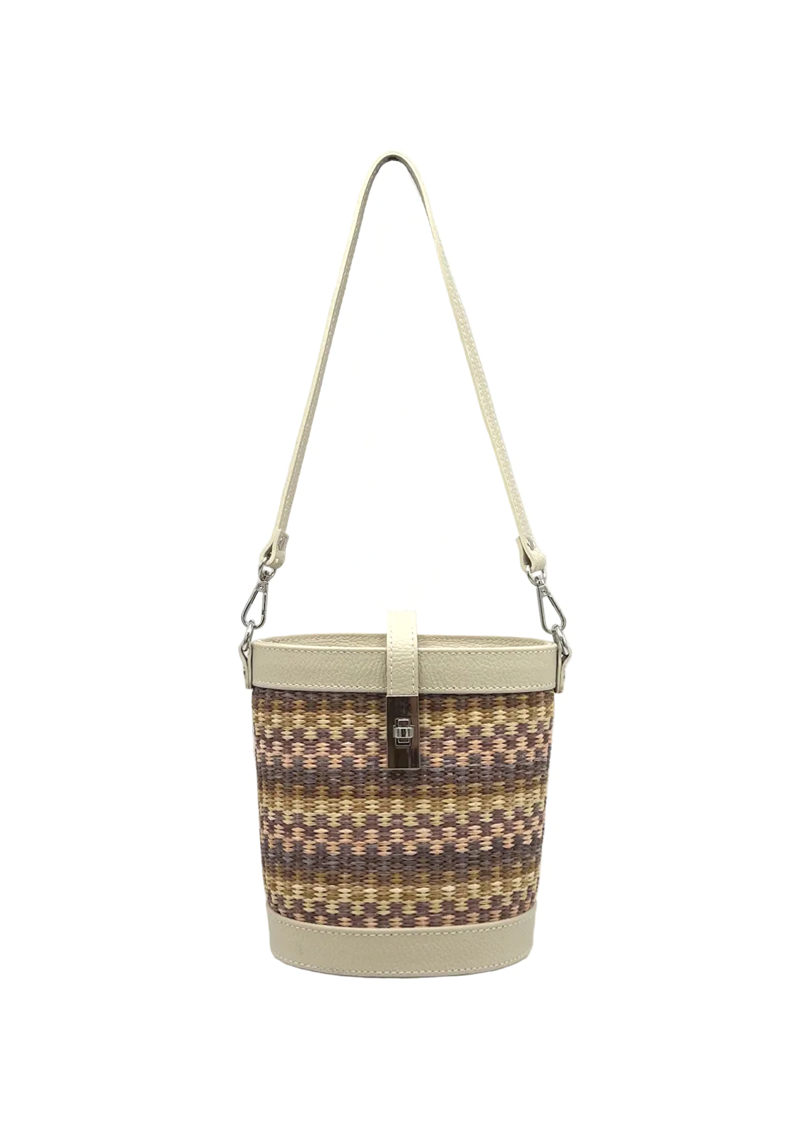 Borsa a Tracolla Estiva in Vera Pelle e Rafia, 2 Tracolle Removibili, Made in Italy – art. 112728 BEIGE P 3