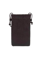 Borsa a tracolla porta cellulare in vera pelle, Made in Italy, art. 112628 Marrone scuro