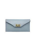 Pochette Convertibile in Vera Pelle con Catena Removibile, Made in Italy – art. 112734 Azzurro pastello freddo