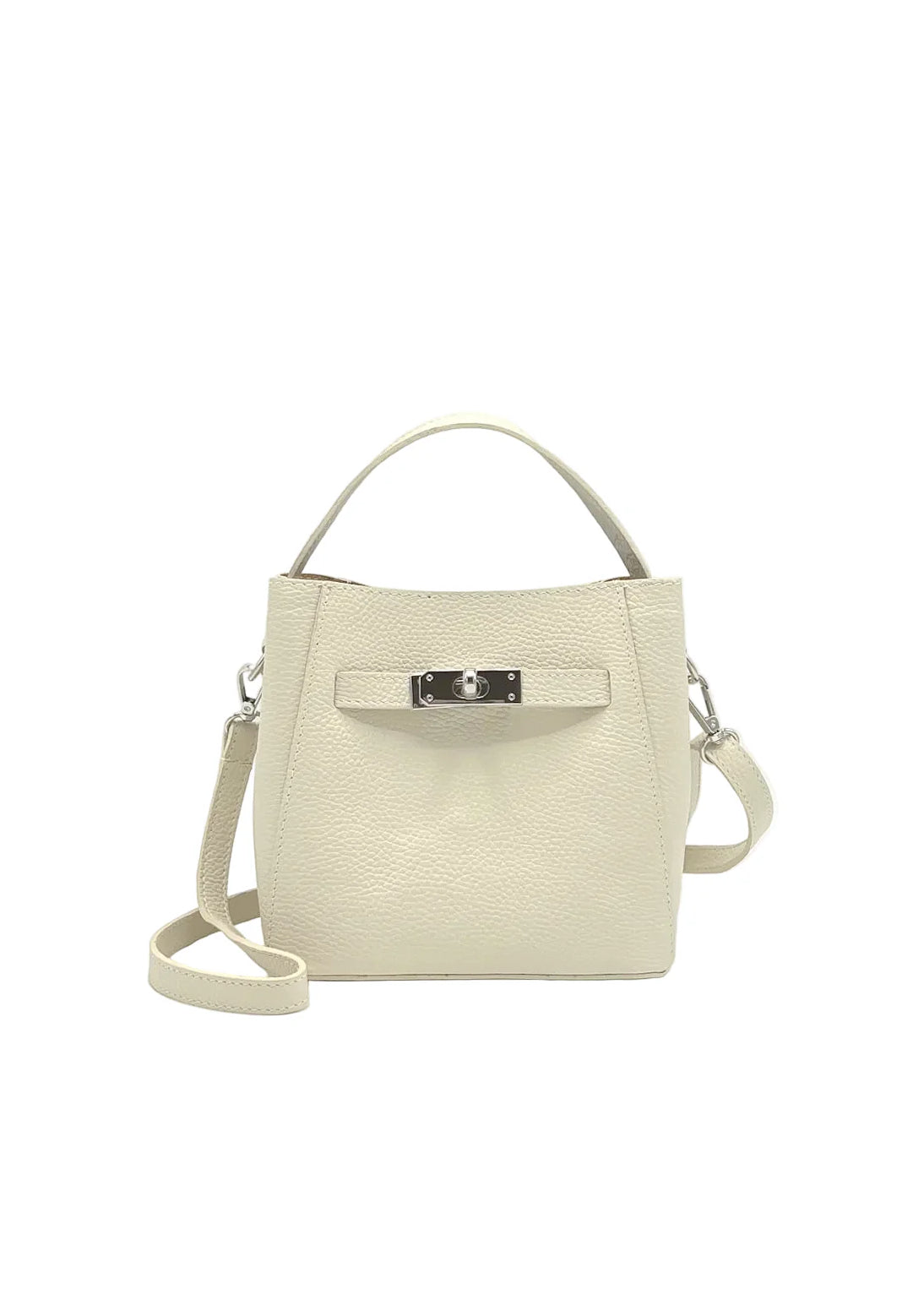 Mini borsa a tracolla da donna in vera pelle, Made in Italy, art. 112726 Beige