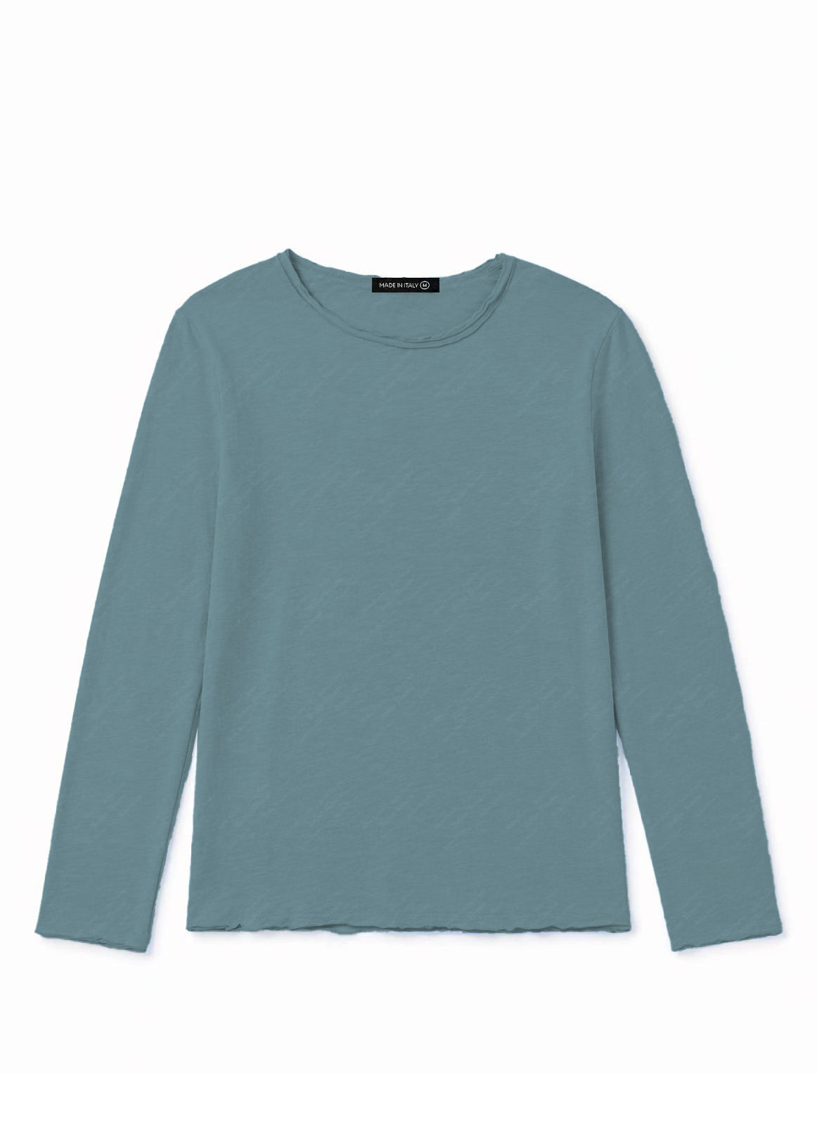 Maglia Uomo 100 Cotone Made in Italy Manica Lunga Casual S 3XL Denim Blue