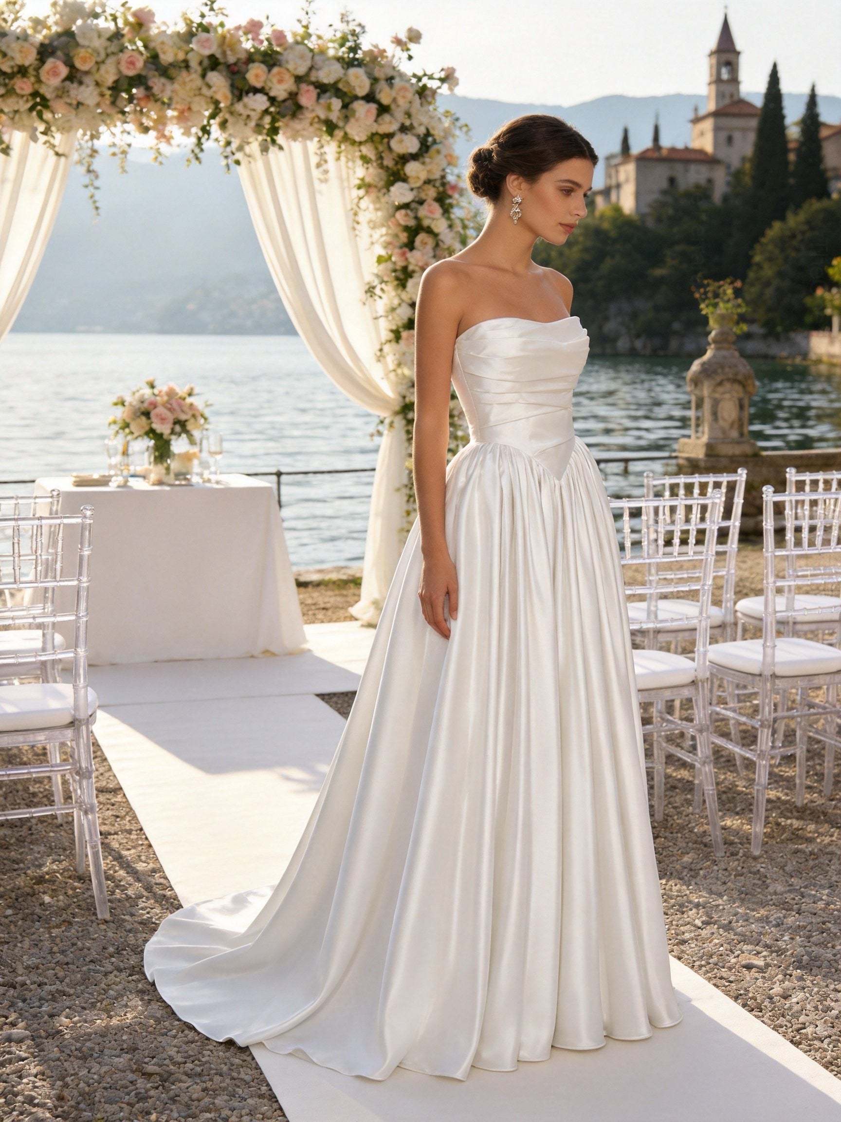 Abito da Sposa Senza Spalline in Raso – Principessa Elegante